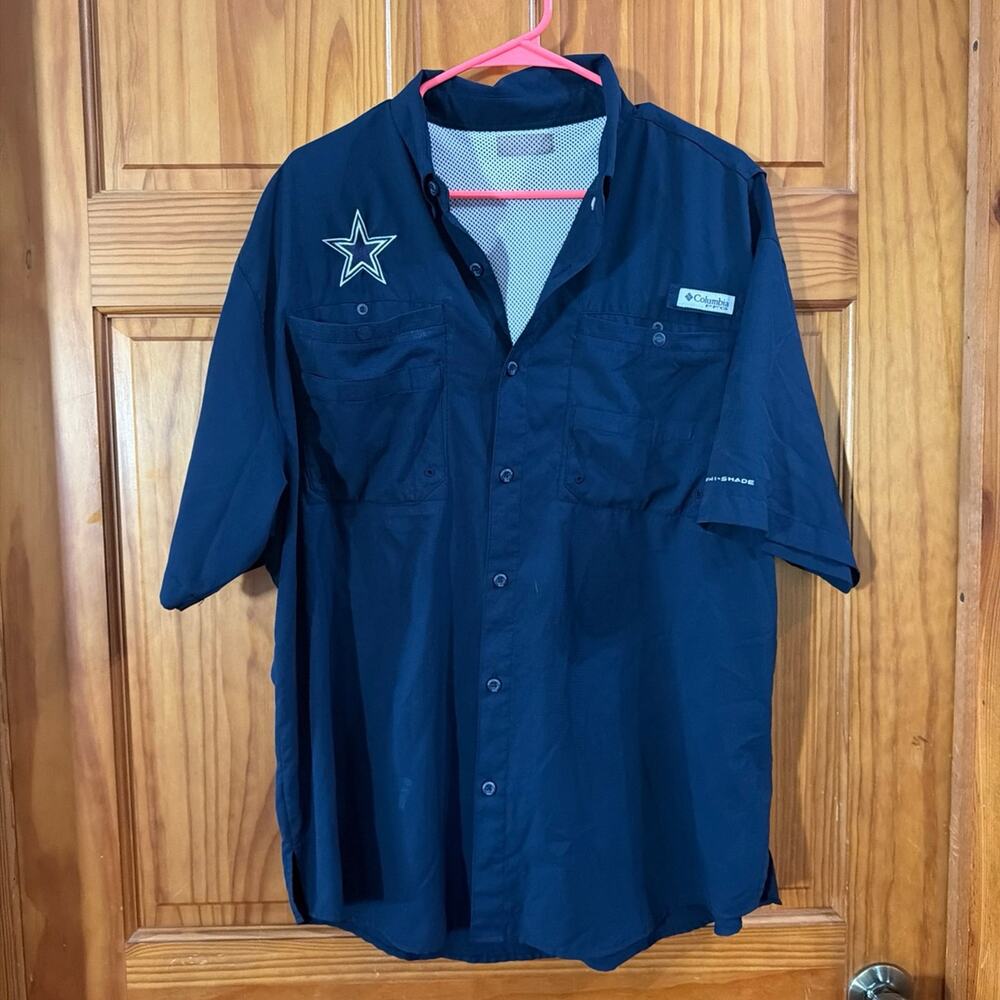 Dallas Cowboys Columbia Short Sleeve Button Up Shirt Size L